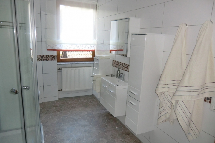 1. OG Bad= WC + Waschbecken + Dusche + kleine Wanne