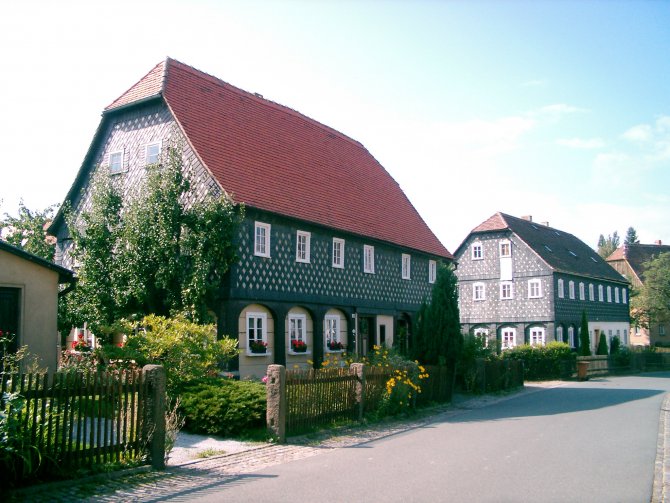 Typ. Umgebindehäuser in Obercunnersdorf