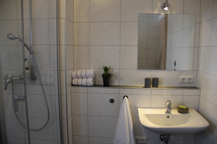 Duschbad mit Glasdusche und Fenster
