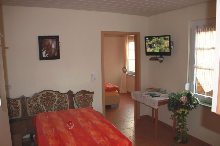 Blick von der Wohnküche Richtung Schlafzimmer