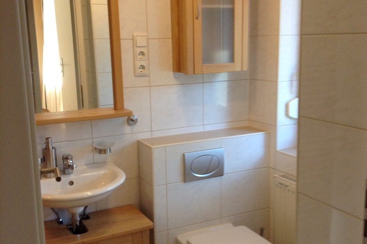 Studiowohnung - Herzmuschel Bad - WC und Waschbecken
