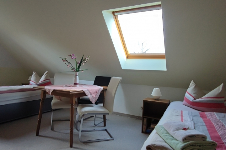 Wohn-Schlafzimmer 2 nur Blick auf die Betten
(Variante 2 der Aufstellung als Einzelbetten)