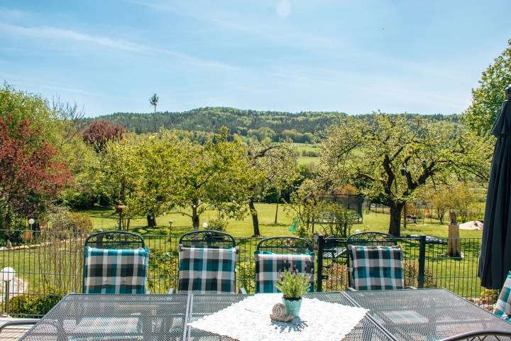 Terrasse mit 4600qm großer Garten, umzäunt zur alleinigen Nutzung