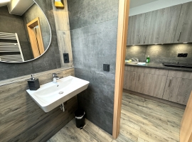 Tageslichtbad mit Dusche und großem Spiegel