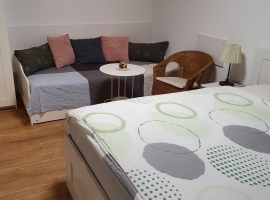 kombiniertes Wohn-/ Schlafzimmer
Doppelbett + Einzelbett 