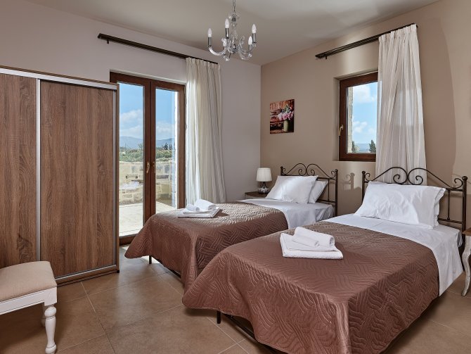 Orelia Cretan Deluxe Ferienwohnung - Das 2. Schlafzimmer mit zwei Einzelbetten