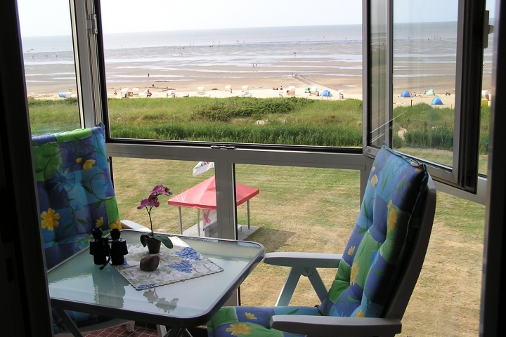 Blick aus der Wohnung aufs Wattenmeer