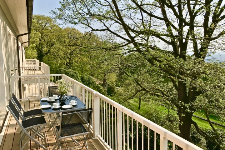 Der Balkon mit Blick auf den Wachwitzer Höhenpark