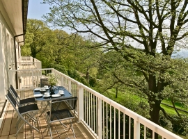 Der Balkon mit Blick auf den Wachwitzer Höhenpark