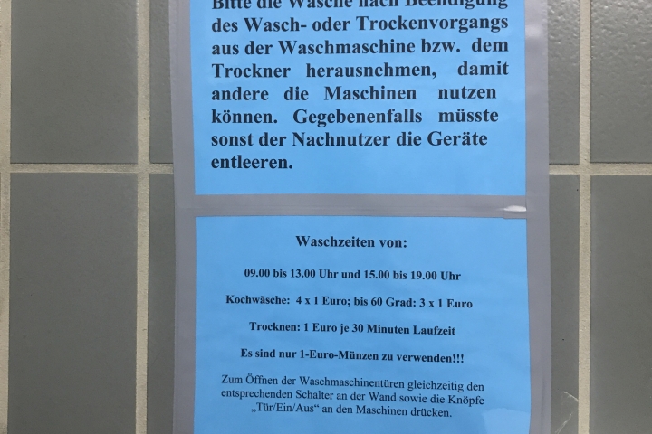 Anleitung Waschmaschine / Trockner im Keller