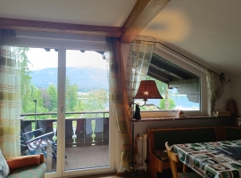 Wohnraum mit Bettnische und Sofa unterm Dachfenster - Komfort Apartment TAUERN