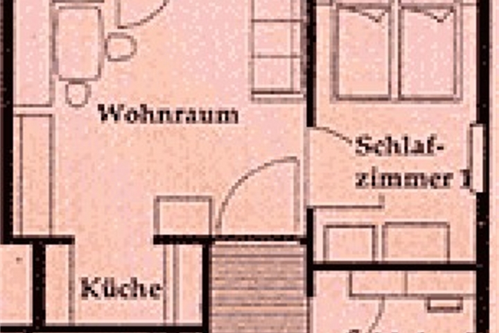 Grundriss der Terrassen-Ferienwohnung RIED