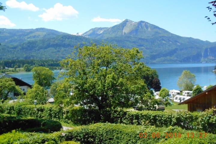 Aussicht auf den Wolfgangsee von der Terrasse der Ferienwohnung RIED