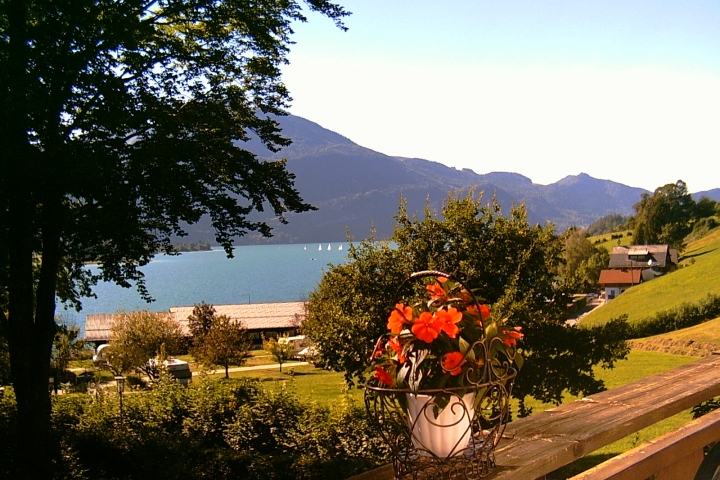 Aussicht von der Ferienwohnung * * * LANDHAUS GERUM auf den nahen Wolfgangsee