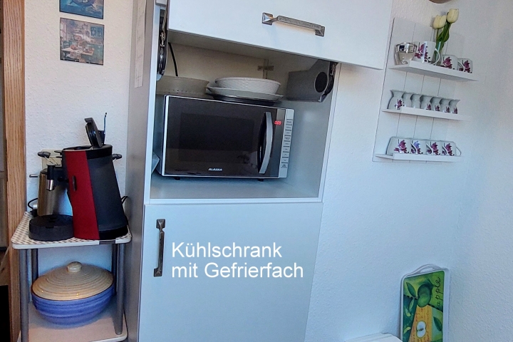 Großer Kühlschrank mit ***Fach und Mikrowelle, Toaster, Brottopf