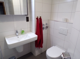 modernere Waschtisch mit Spiegelschrank und WC