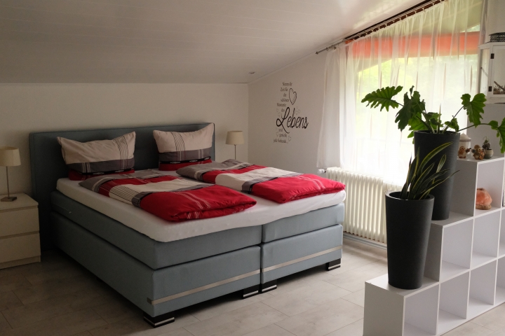 grosses Schlafzimmer mit zweitem Balkon
