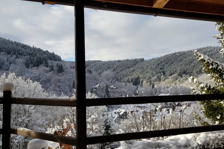 von der Terrasse das Dorf von oben bestaunen