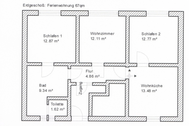 Grundriss der Ferienwohnung in Dresden