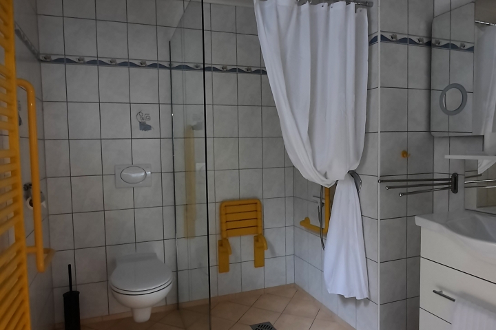 Badezimmer mit Dusche in Zimmer #2 UG