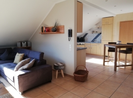 Wohn-Esszimmer mit Blick zur Küche