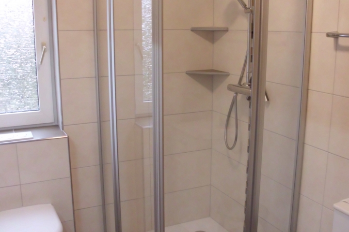 Badezimmer Blick Dusche (Erdgeschoss)