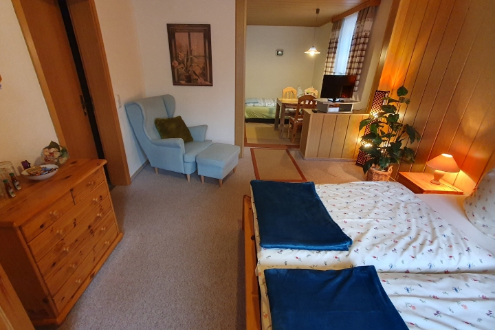 Wohn-/Schlafraum (hinten: Aufbettung) - Wohnung 1 (85€/Nacht)